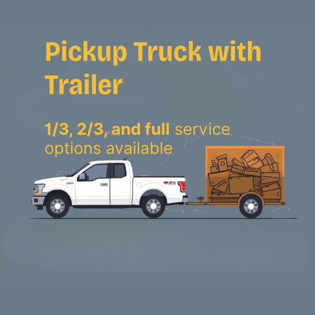 Dallas pickup truck with trailer for large junk removal jobs - furniture and appliance disposal service